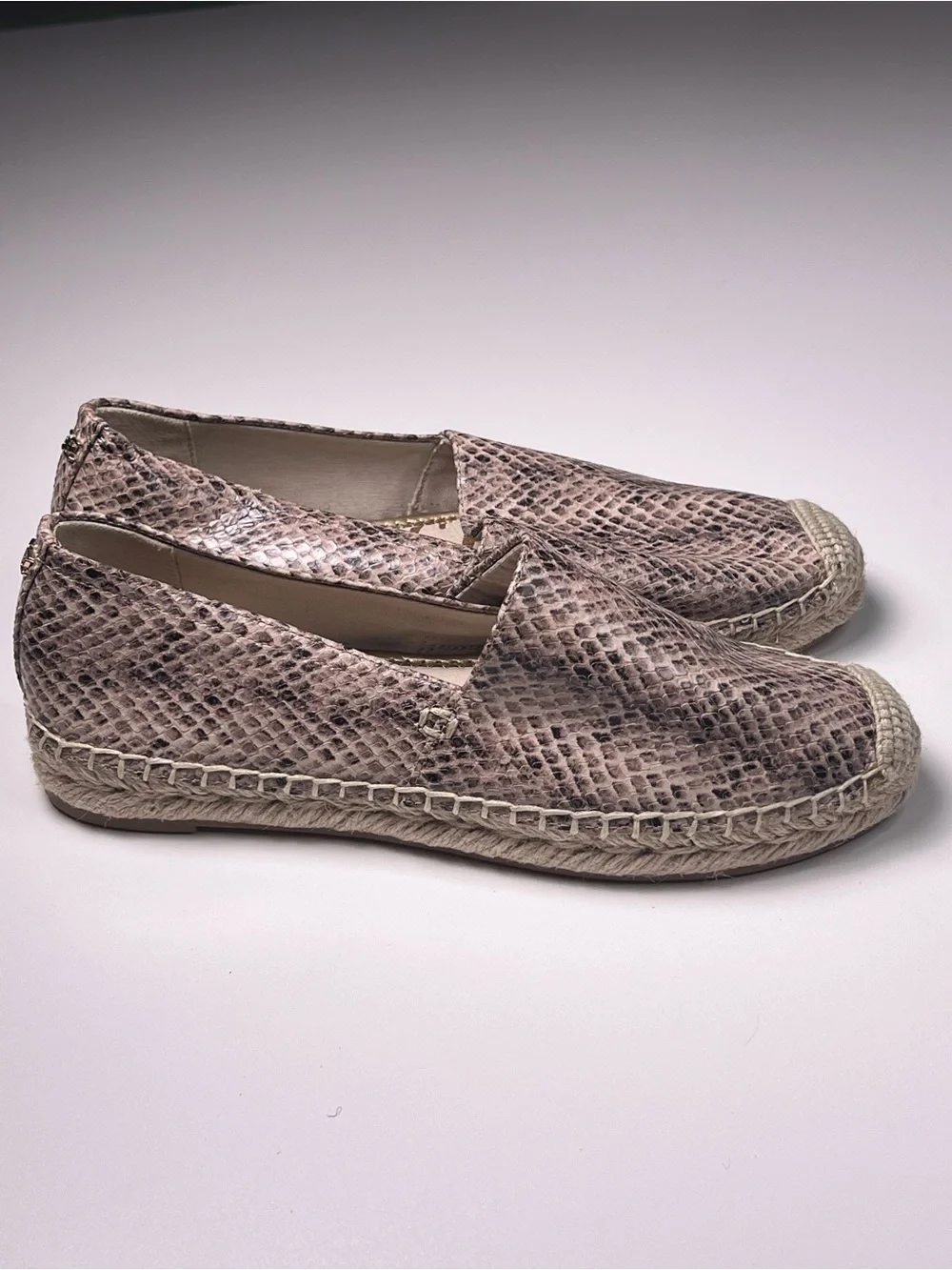 Sam Edelman Kesia Snake Print Leather Espadrille Slip-on Flats Women’s 6 NWOB